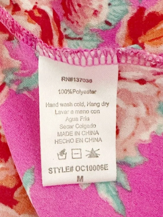 Paper Crane Pink Floral Rose Tiered Cami Spaghetti Strap Tank Top Size Medium M - Picture 5 of 5